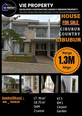Jual Rumah Cantik Siap Huni Cluster Favorite . Cibubur Country Cikeas