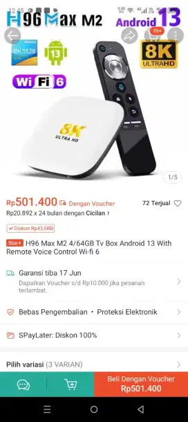 Tv box android h96 max
