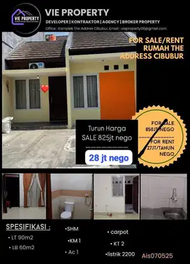 Di Sewakan Rumah Cantik Siap Huni. Perumahan The Addres Cibubur