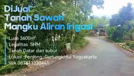 Dijual Tanah persawahan subur Luas 3600m, nempel irigasi Lokasi GK