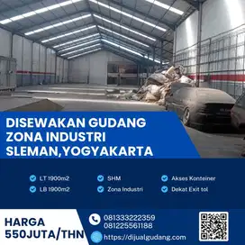 Disewakan tanah dan bangunan  lokasi Sleman yogyakarta luas 1900m BU!
