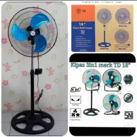 Kipas tornado TD
TORNADO 3 IN 1 BERDIRI DUDUK DINDING 18 INCH
