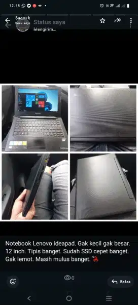 Dijual Lenovo Notebook. SSD seperti baru