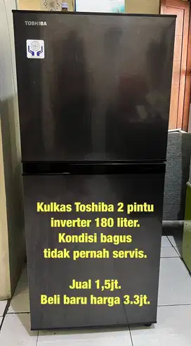 Preloved-Kulkas toshiba inverter 2 pintu