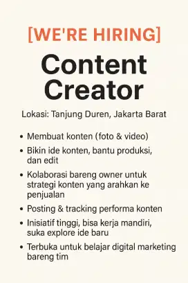 Dicari cepat content creator