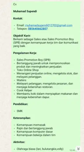 Cari kerjaa SPB atau art