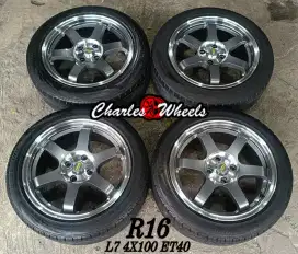 Jual velg + ban te37 r16 4x100 jazz yaris vios city dll