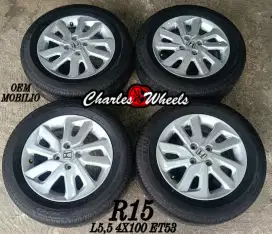 Jual velg + ban oem mobilio r15 4x100