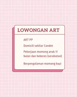 Dicari Asisten Rumah tangga