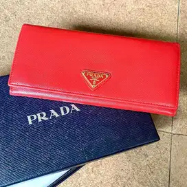 Prada RED GHW Saffiano Wallet