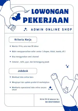 Dicari admin olshop
