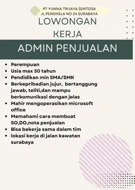Lowongan kerja admin penjualan