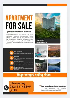 Dijual Apartemen full furnished dekat ITB, UNPAD Jatinangor Sumedang