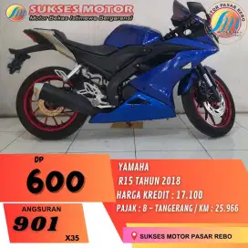 YAMAHA R15 TAHUN 2018 BODI MULUS, MESIN HALUS, SIAP PAKAI, BERGARANSI