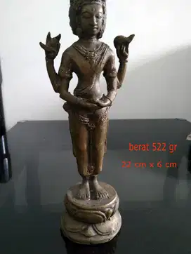 patung dewa 3 muka kuningan lawas