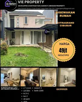 Di Sewakan Rumah Cantik Siap Huni. CitraGran Cibubur.