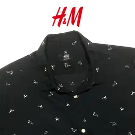H&M (Preloved) Kemeja Katun Relaxed Fit Lengan Panjang Motif