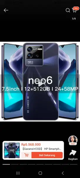 Hp neo6 , hitam , camera hd