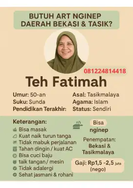 ART Pembantu, Baby Sitter, Merawat Lansia Rajin Cepat