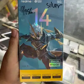Realme 14 5G silver gaming phone new grs resmi 1 THN segel harga murah