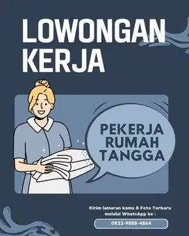 Lowongan ART PRT Wanita Maks.25th Jakarta (Pulang Pergi) 10jam kerja