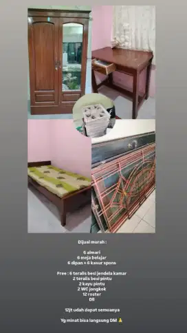 Jual murah paket furniture ex kost putri