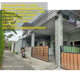 Rumah Dekat ke Kota Solo, Siap Huni Karanganyar Kota