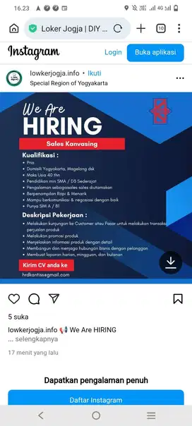 Lowongan sales produk fashion