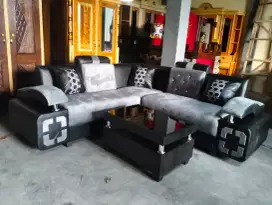 Sofa sudut minimalis abu hitam