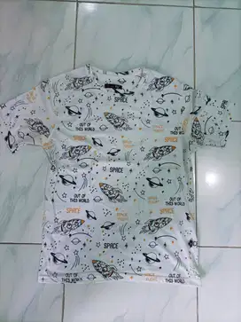Kaos Lengan Pendek Pria - Putih Motif Astronot