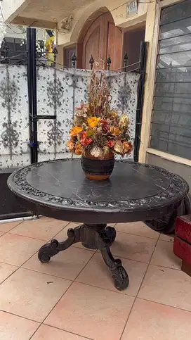 jual meja makan vintage antik bulat NEGO