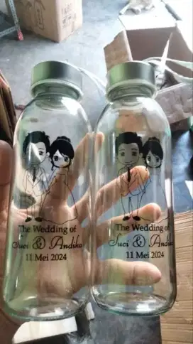 Botol minum kaca ex wedding