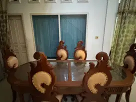 meja makan 6 kursi 1 meja kayu jati furniture jepara