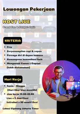 LOWONGAN PRIA UNTUK HOST LIVE BRAND TAS KULIT