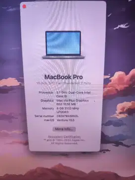 Laptop MacBook Pro 2017 Touch Bar 13,Ram 8/256GB cocok Kerja/Kuliah
