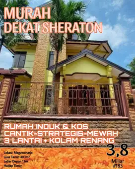 RUMAH INDUK & KOS CANTIK 3 LANTAI STRATEGIS MEWAH DG KOLAM RENANG