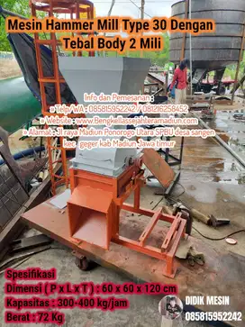 Mesin Hammer Mill Type 30 Dengan Tebal Body 2 Mili Tanpa Penggerak