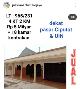 jual rumah + kontrakan 18 pintu murah Pisangan Ciputat