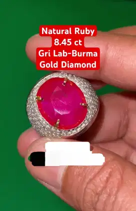 Permata Ruby Burma Mogok Ring Emas Berlian