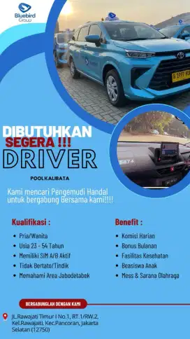 Dibutuhkan segera 50 orang driver