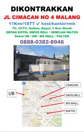 KONTRAK/SEWA RMH DEKAT UB, UM, ITN, UIN, MATOS