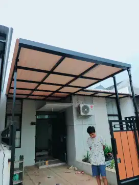 kanopi alderon rangka besi hollow galvanis
