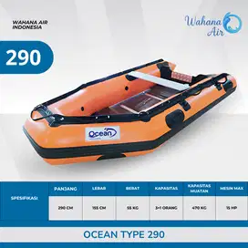 PERAHU KARET RESCUE OCEAN 290 KAPASITAS 3-4 ORANG, EVAKUASI, BANJIR