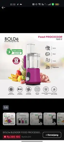 Bolde blender food processor forte x penghalus makanan