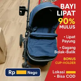 Stoler bayiStroller Bayi Lipat – Biru Navy | Ringan & Mulus 90%