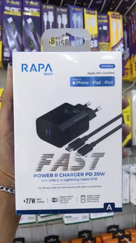 TRAVEL CHARGER TYPE-C TO LIGHTNING RAPA TECH DC6064