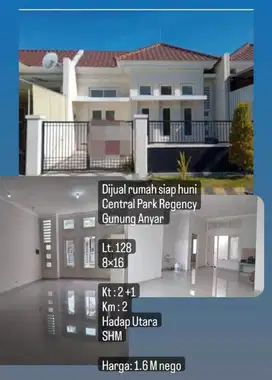 jual cepat rumah minimalis siap huni central park gununganyar murah