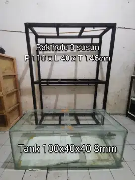 Aquarium 1 set rak 3 susun 100x40x40cm