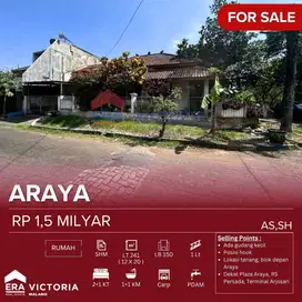 Rumah Posisi Pojok Lokasi Tenang di Araya Dekat Terminal Arjosari, Per