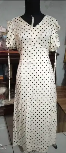 Jual Dress Polkadot Putih
